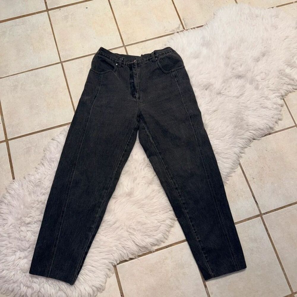 Vintage I.B. Diffusion Black Acid Wash High Waisted Mom Jeans Size 12